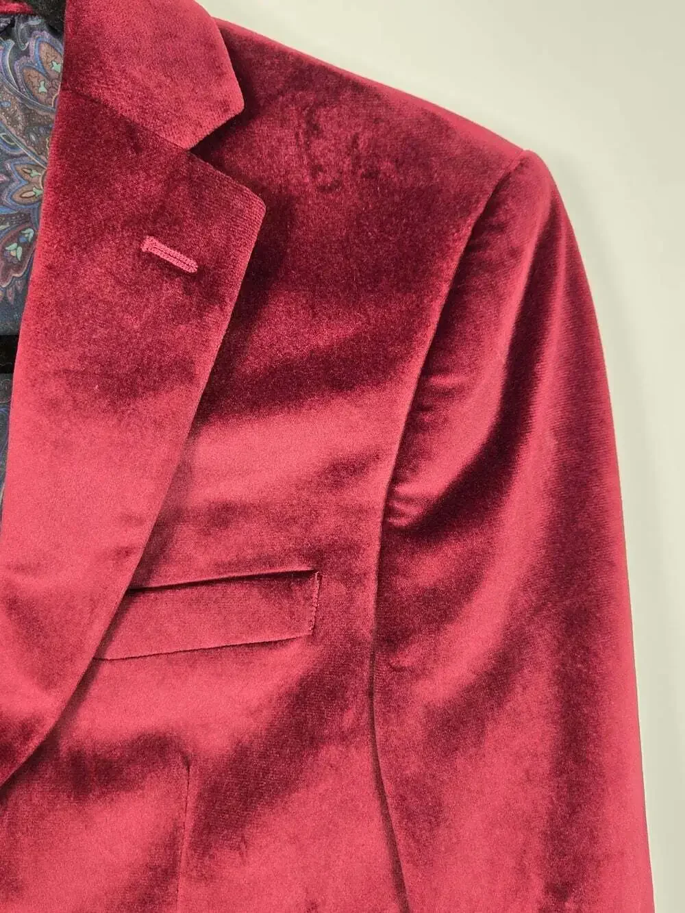 Lauren Ralph Lauren X HBC Velvet Blazer 12R Burgundy Red Paisley Lined Holiday